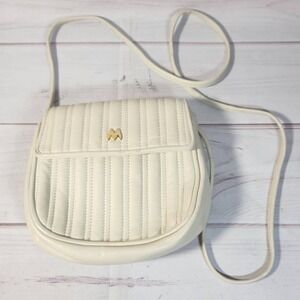 Vintage Mary‎ Ann Rosenfeld White Quilted Crossbody Bag Purse with Dust Bag